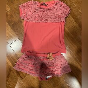 Charming Pink Ruffled Baby Swim Set